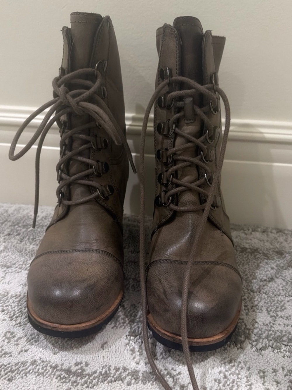 Merona Olive Brown Lace-Up Ankle Boots